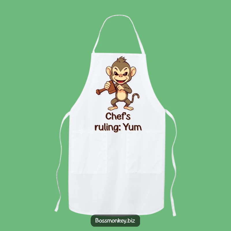 Funny Boss Monkey Gavel Apron: Kitchen Judge Funny Gift