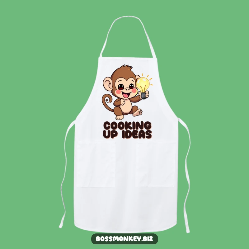 Funny Chef Idea Apron: Primate Brainstorming Kitchen Wear, Great Gift