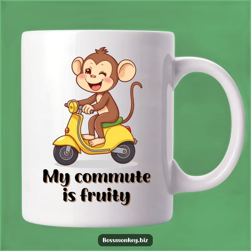 Funny Banana Scooter Monkey Mug: Playful Primate Ride, Perfect Gift