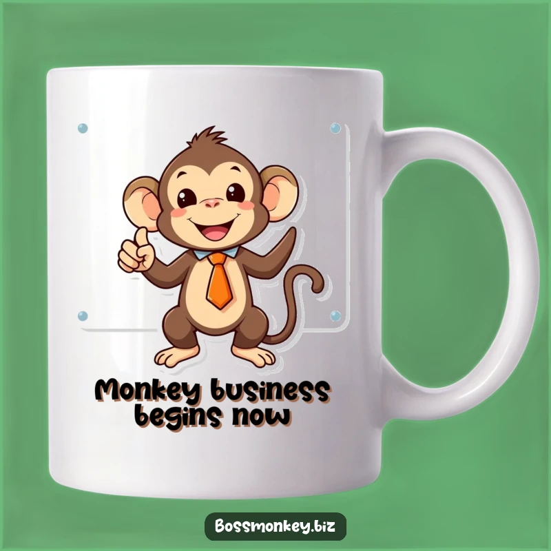 Funny Kawaii Monkey Tie Whiteboard Mug Gift - Brilliant Business Monkey Fun!
