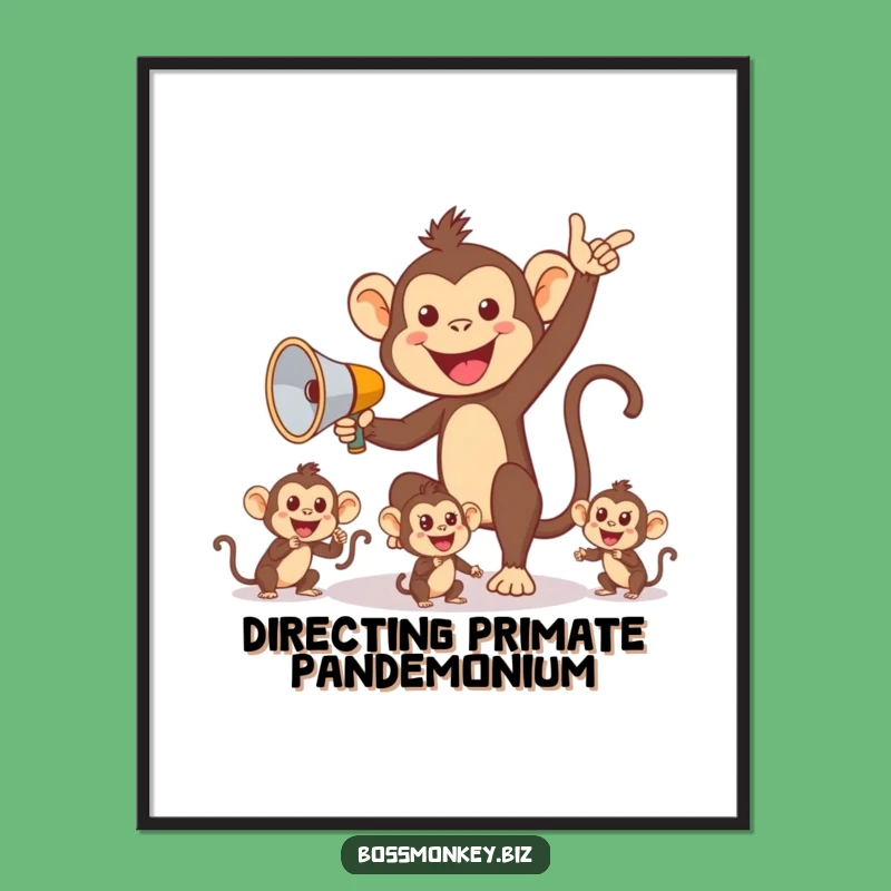 Funny Monkey Leadership Print: Hilarious Primate Director Wall Art, Great Gift