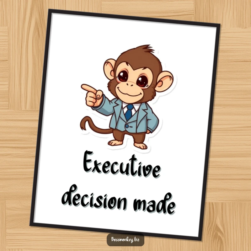 Funny Business Monkey Digital Art: A determined monkey in a suit authoritatively points at a graph, delivering motivational humor to any digital display.