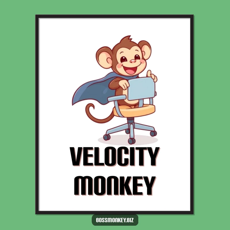 Funny Kawaii Monkey Chair Digital Art Print Gift - Instant Office Adventure!