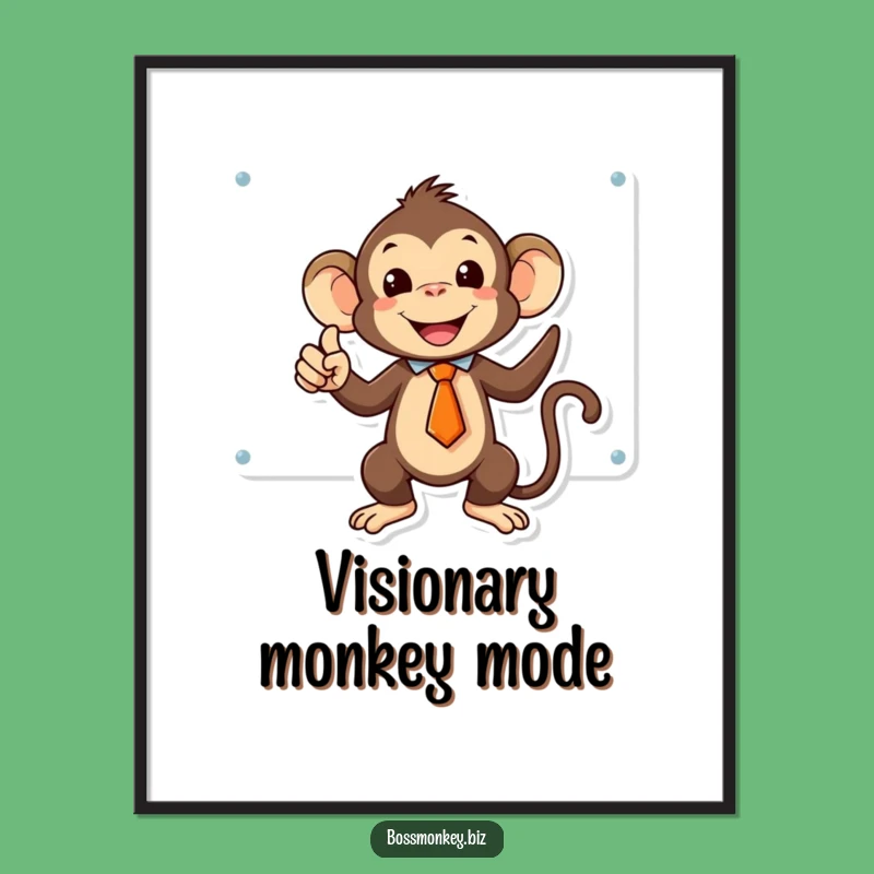 Funny Kawaii Monkey Tie Digital Art Print Gift - Instant Humor & Brilliance!