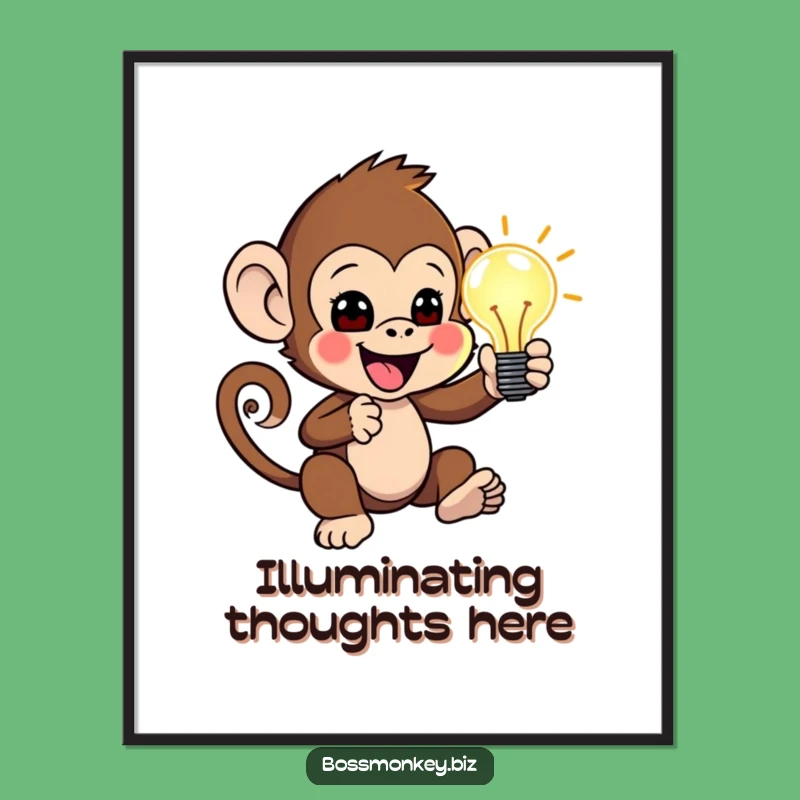 Funny Lightbulb Moment Print: Primate Idea Wall Art, Great Gift