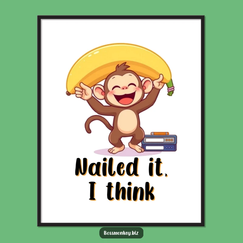 Funny Banana Monkey Digital Art: Balancing Act Funny Gift