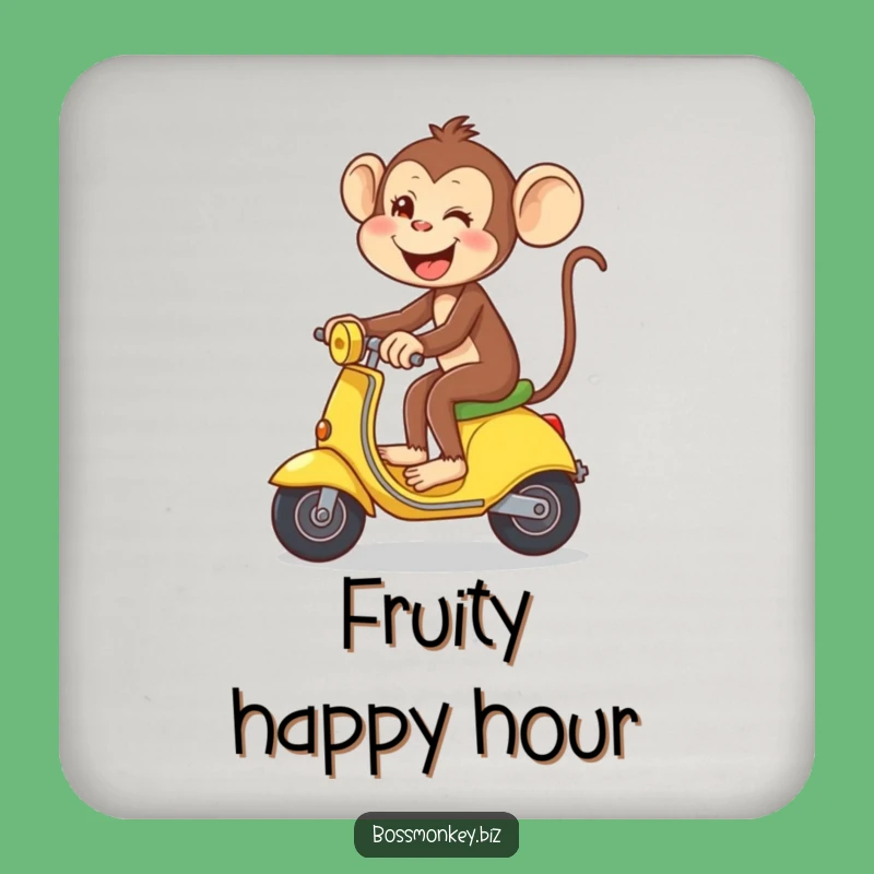 Funny Banana Coaster Set: Playful Monkey Scooter Drink Savers, Unique Gift