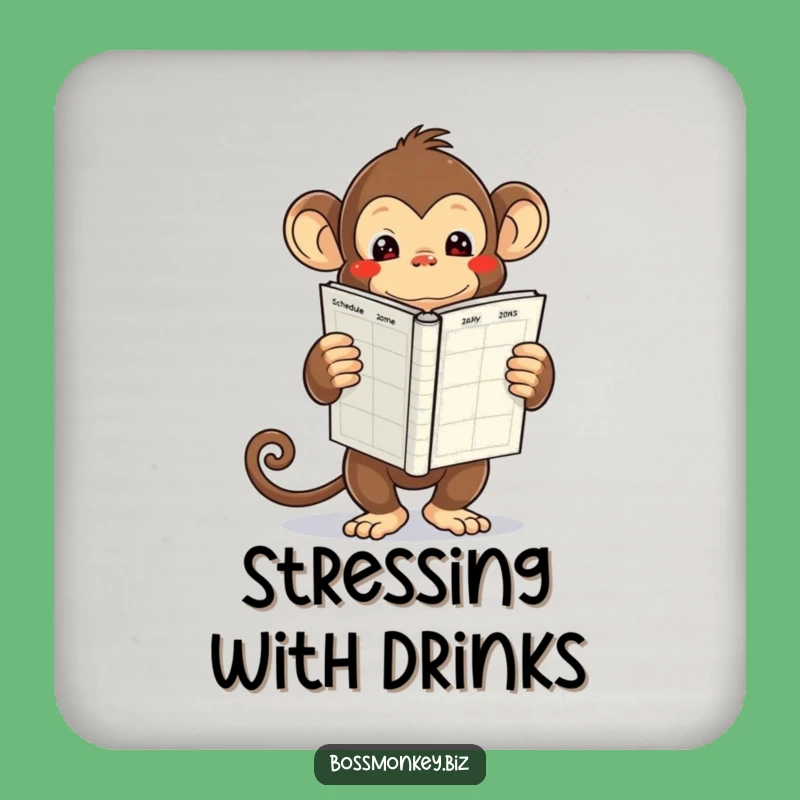 Funny Kawaii Monkey Schedule Coaster Gift - Table Protection for Busy Lives!