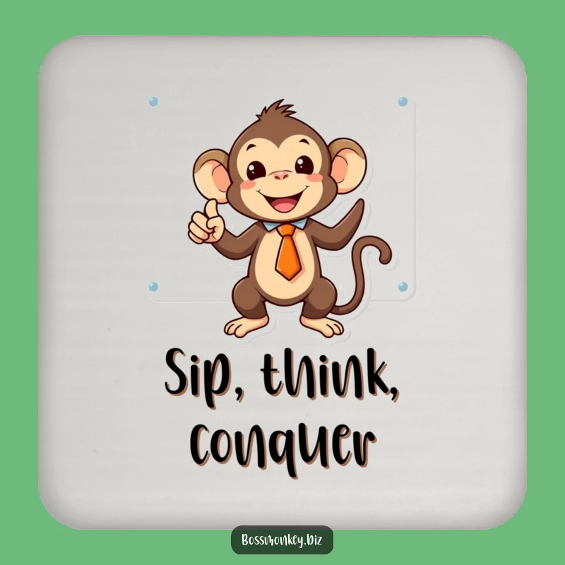 Funny Kawaii Monkey Tie Coaster Gift - Protect Surfaces with Smart Style!