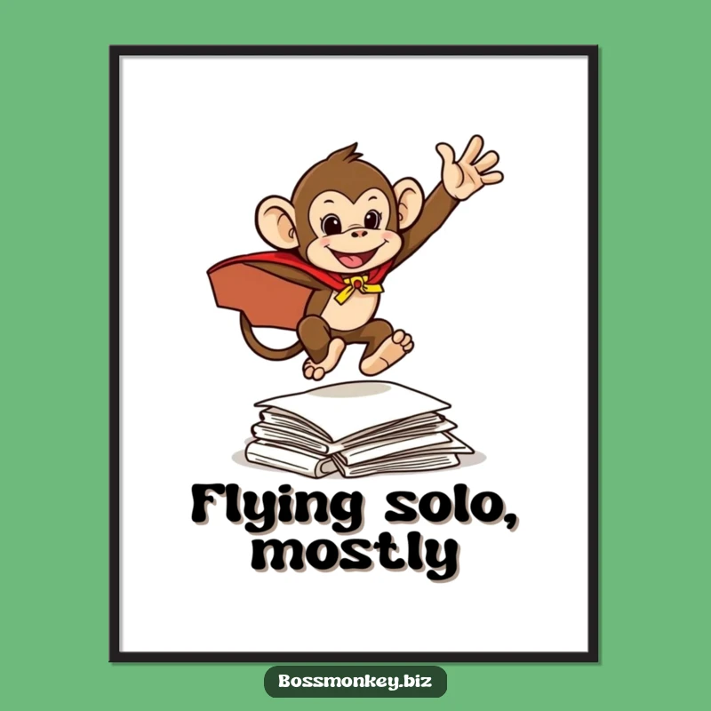 Funny Hero Monkey Poster: Superhero Action Funny Gift Art