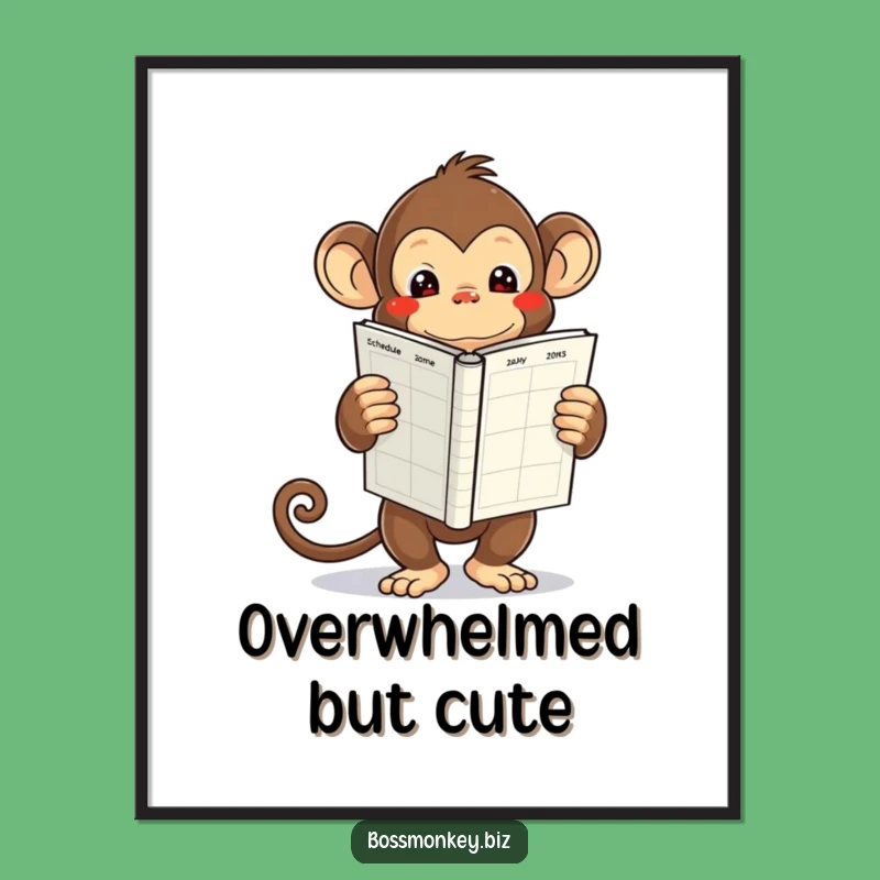 Funny Kawaii Monkey Schedule Poster Gift - Decorate with Relatable Humor!