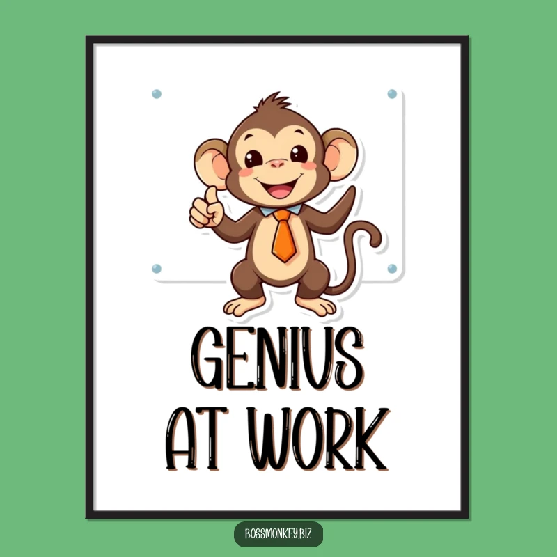 Funny Kawaii Monkey Tie Poster Gift - Inspire Your Space with Humor!