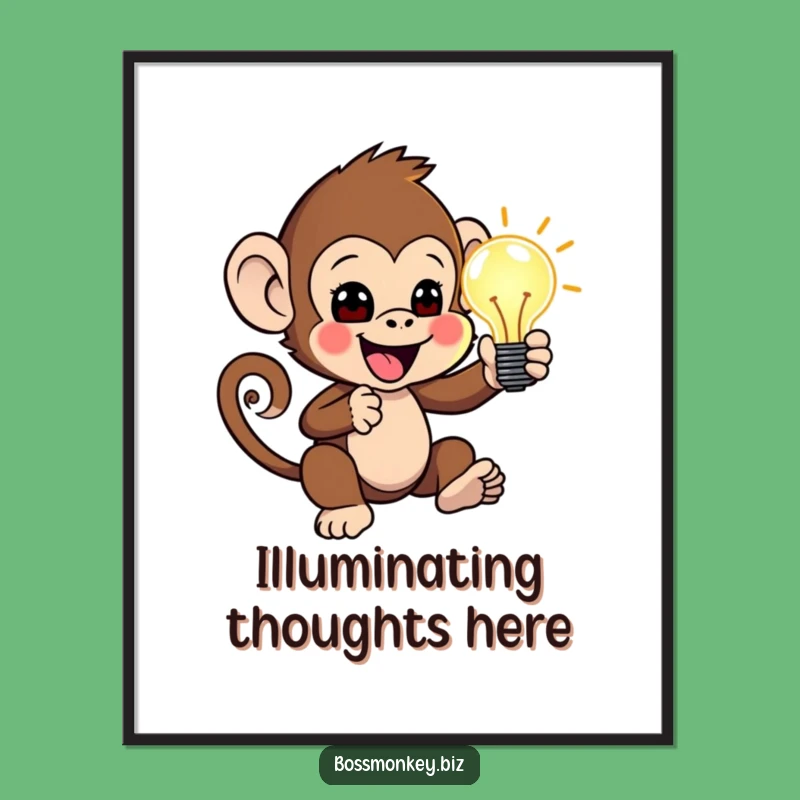 Funny Lightbulb Moment Poster: Primate Idea Art, Unique Gift