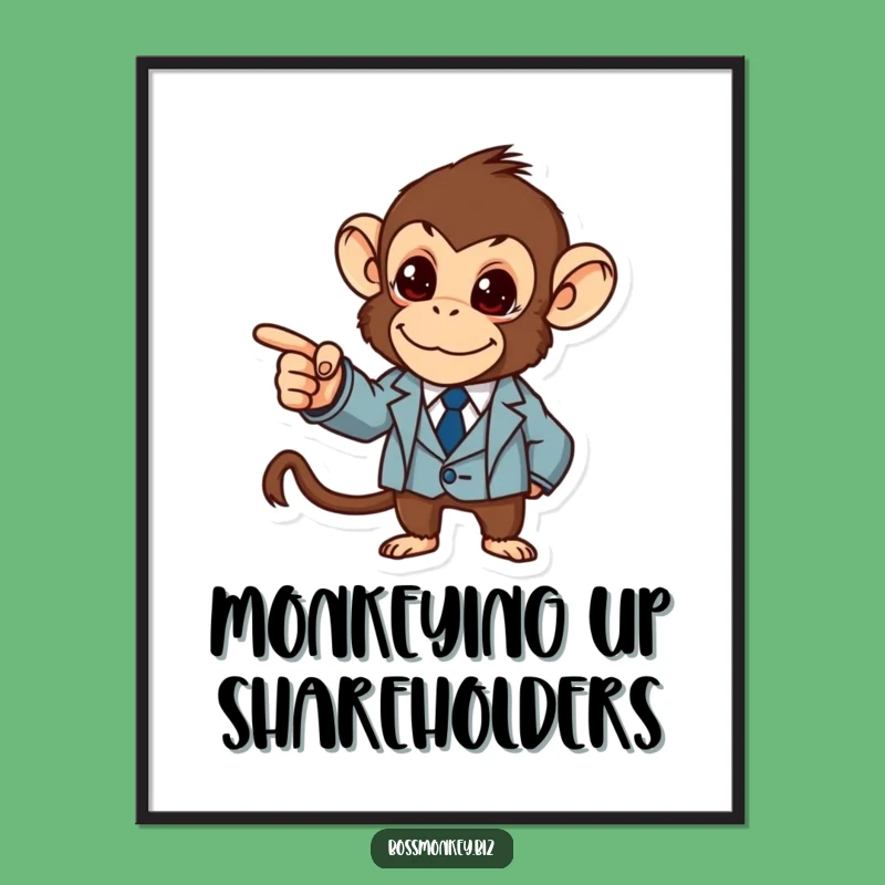 Funny Business Monkey Poster: Motivational Leader Funny Gift Art