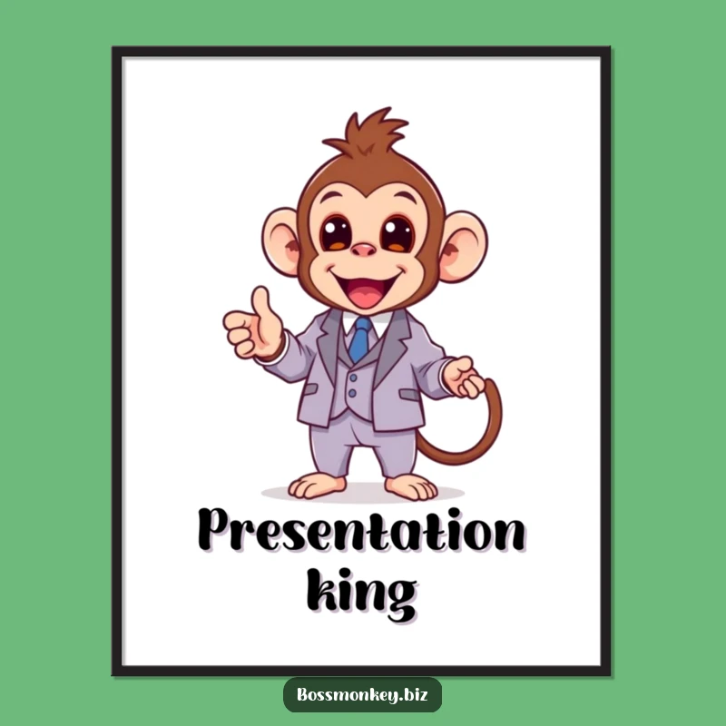 Funny Kawaii Monkey Suit Poster Gift - Inspire Your Presentation Space!