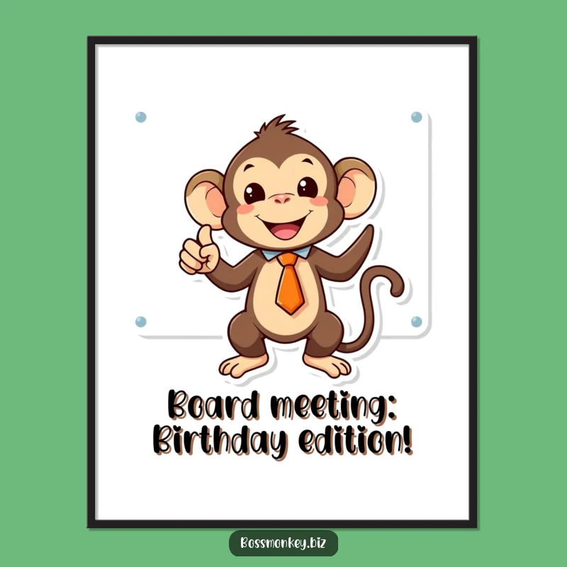 Free Printable Wall Art: Kawaii Monkey Boss Whiteboard, Funny Downloadable Decor