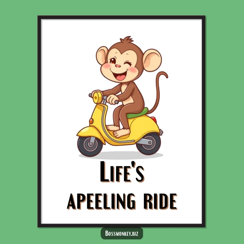 Free Printable Wall Art: Monkey Banana Scooter Fun - Hilarious Downloadable Decor