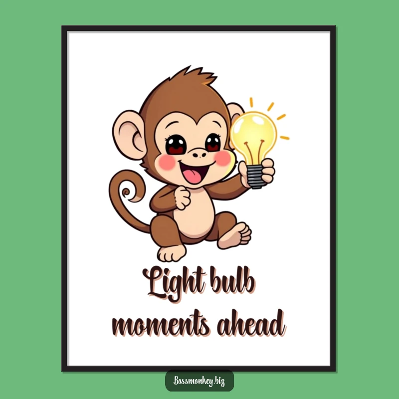 Free Printable Wall Art: Monkey Idea Lightbulb - Hilarious Downloadable Decor