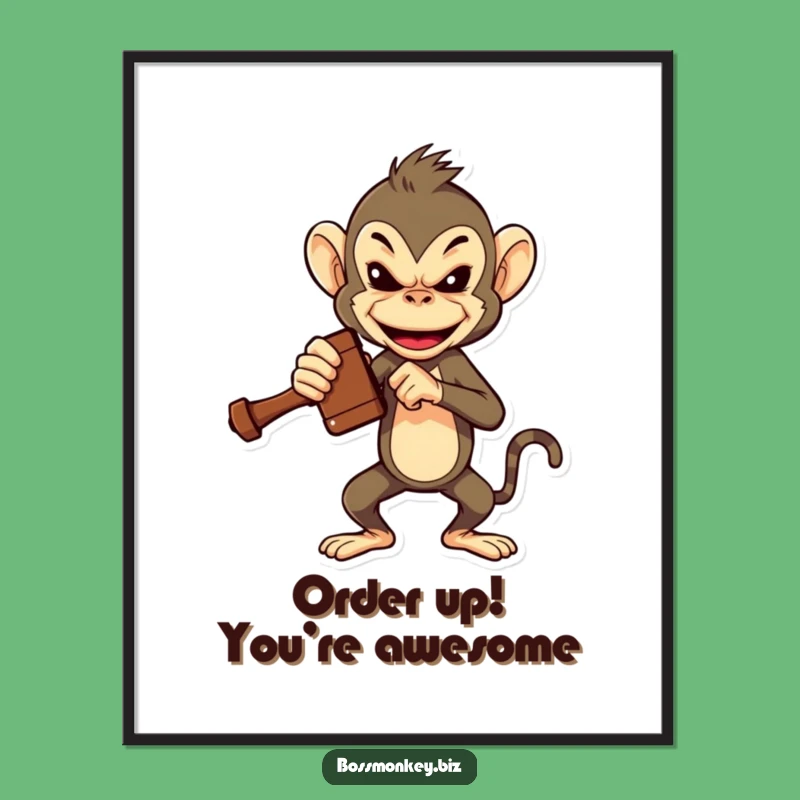 Funny Free Printable Wall Art: Bossy Monkey Gavel Slam - Humorous Downloadable Decor for Any Room