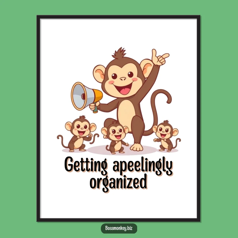 Free Printable Wall Art: Monkey Megaphone Boss - Hilarious Downloadable Office Decor