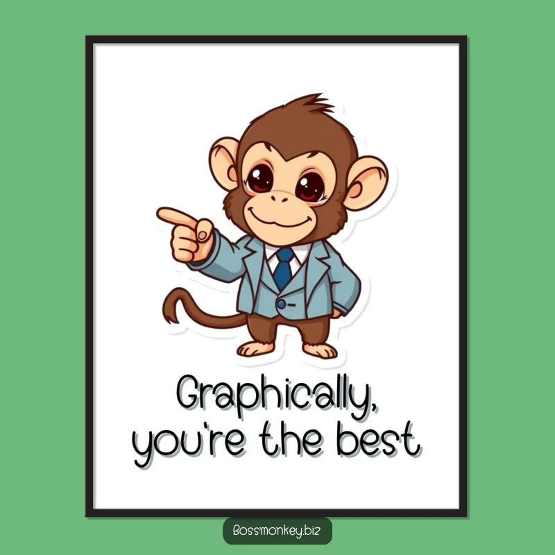 Funny Free Printable Wall Art: Determined Monkey Graph Boss - Humorous Downloadable Decor for Offices