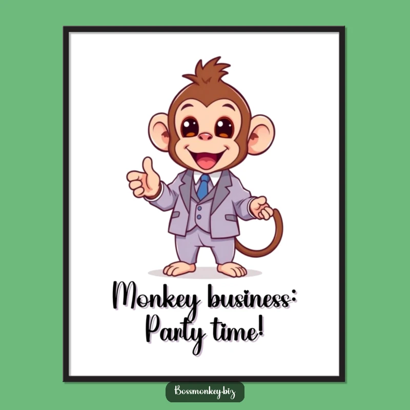 Free Printable Wall Art: Kawaii Monkey Presentation, Funny Downloadable Decor