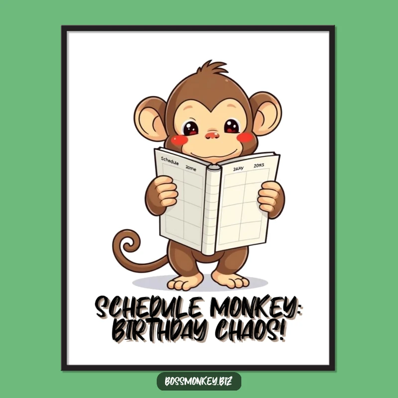 Free Printable Wall Art: Overwhelmed Monkey Schedule, Funny Downloadable Decor