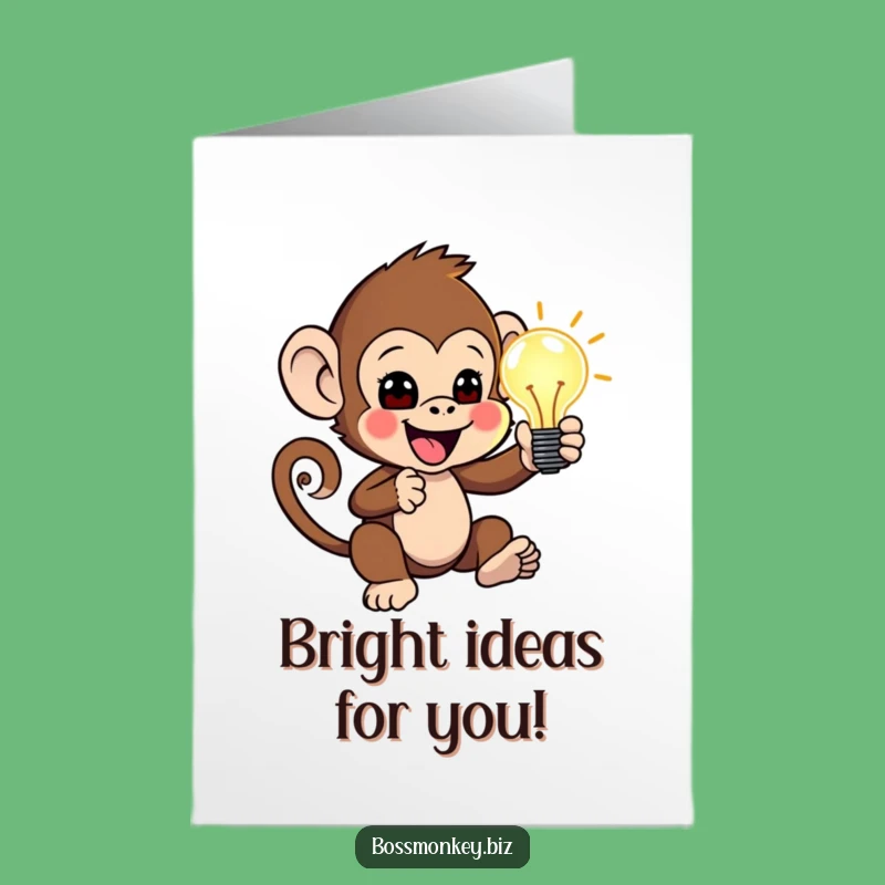 Free Printable Birthday Card: Monkey Idea Lightbulb - Funny Downloadable Gift