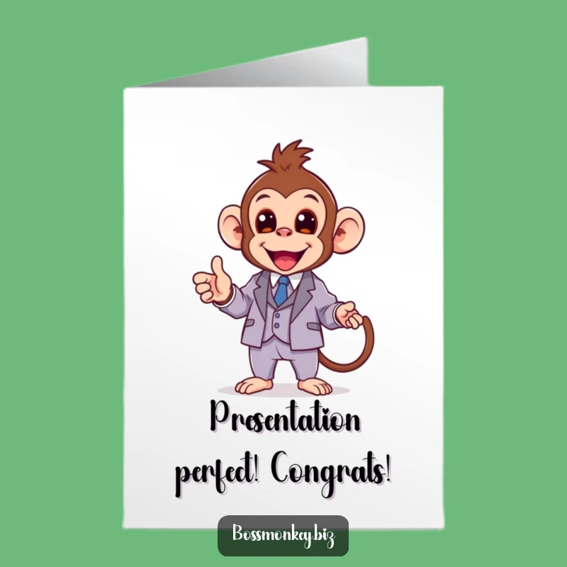 Free Printable Congrats Card: Kawaii Monkey Presentation, Funny Downloadable Gift