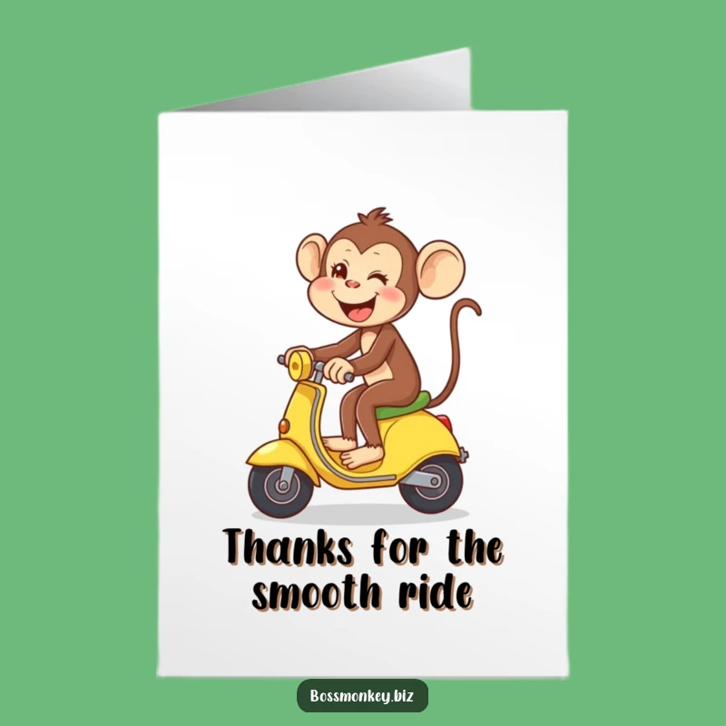 Free Printable Thank You Card: Monkey Banana Scooter Thanks - Funny Downloadable Gratitude Gift