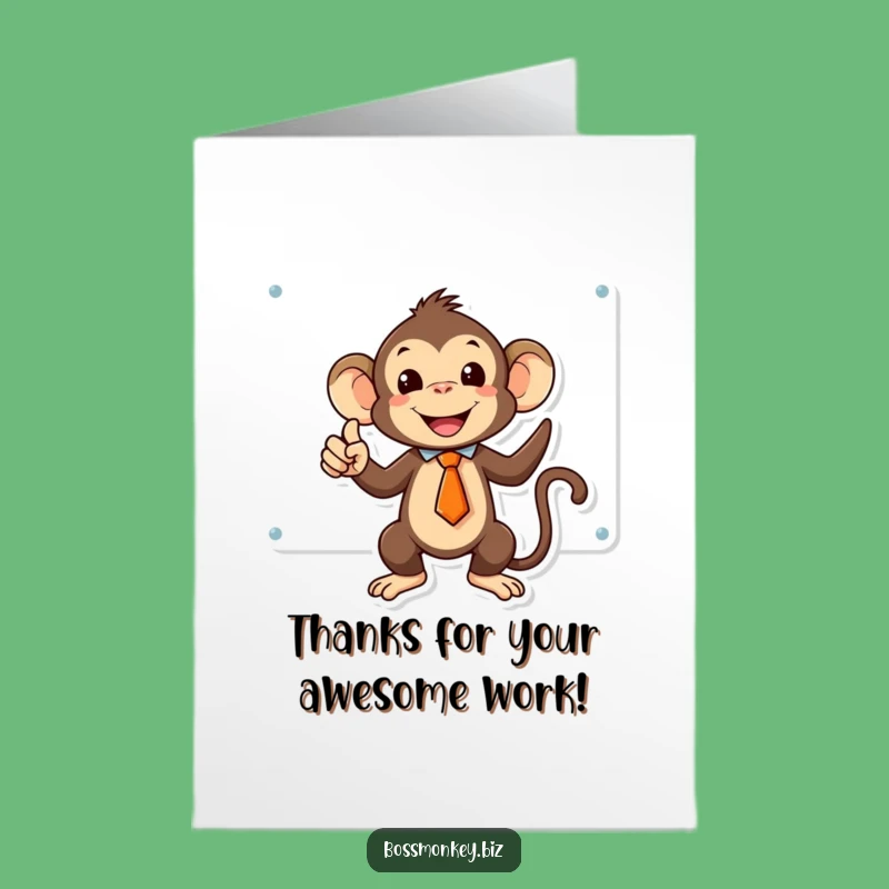 Free Printable Thank You Card: Kawaii Monkey Tie Appreciation, Funny Downloadable