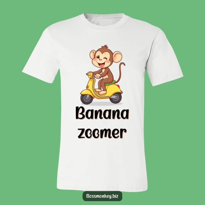 Funny Banana Rider Monkey T-Shirt: Silly Primate Scooter Design, Great Gift