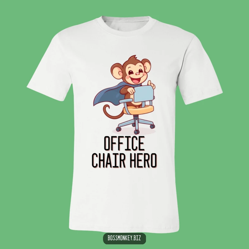 Funny Kawaii Monkey Chair T-Shirt Gift - Office Superhero on the Move!