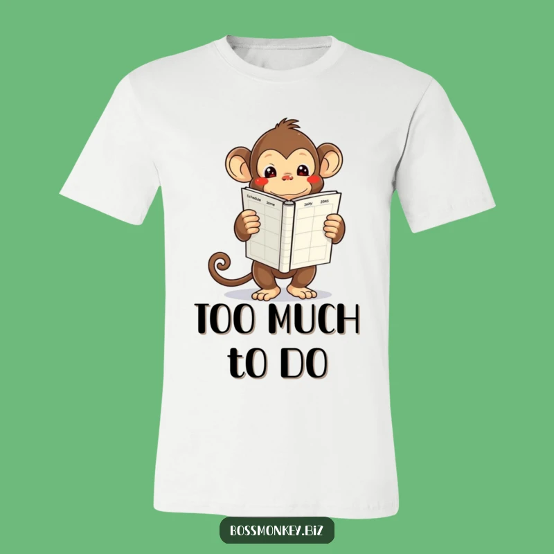 Funny Kawaii Monkey Schedule T-Shirt Gift - Relatably Overwhelmed & Cute!