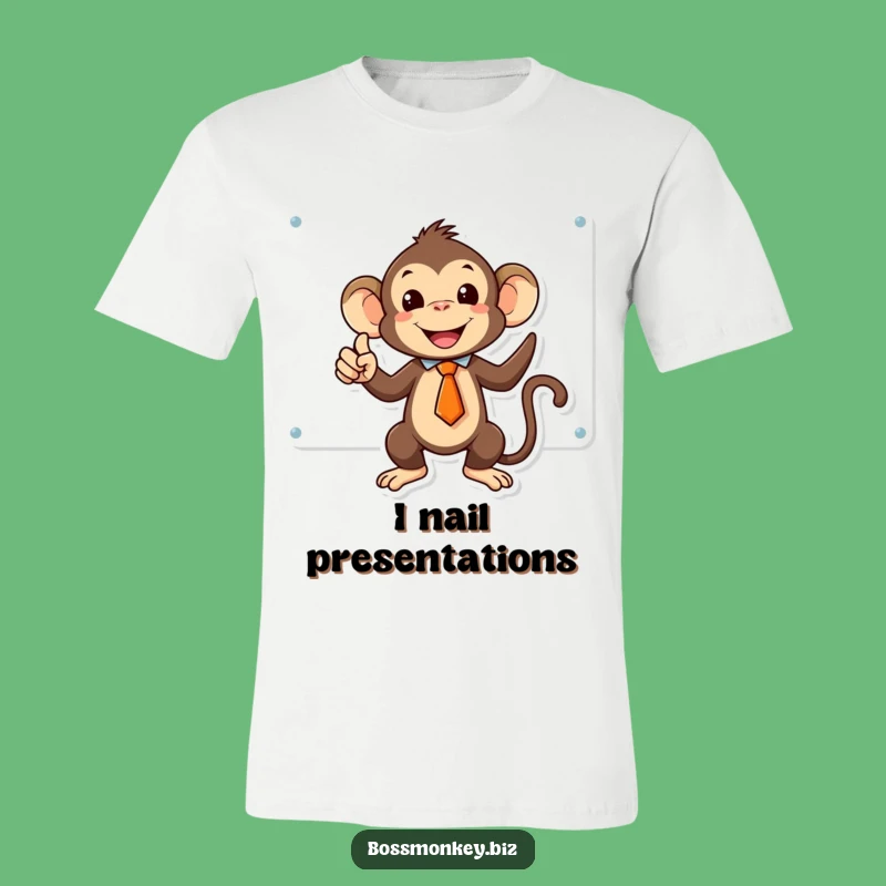 Funny Kawaii Monkey Tie T-Shirt Gift - Triumphantly Pointing & Ready to Conquer!