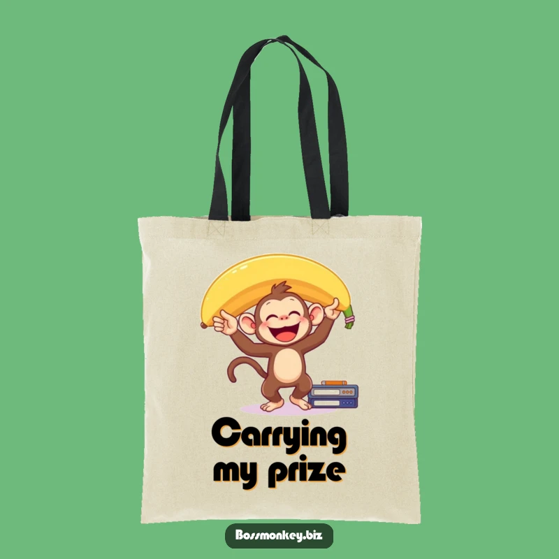 Funny Banana Monkey Tote Bag: Balancing Act Funny Gift